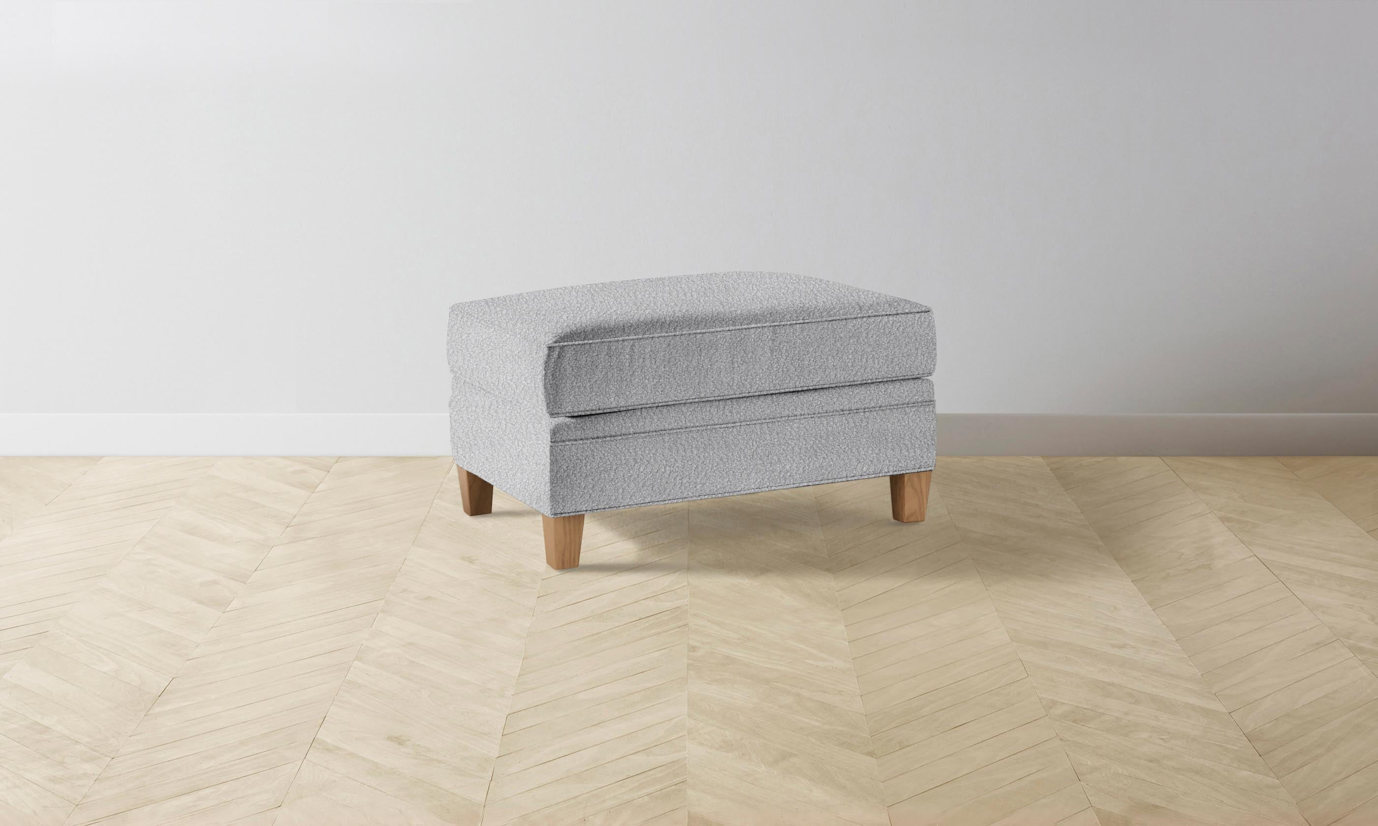Carmine Ottoman with Italian Bouclé Fabric - Waterfall Edge Design for Living Room, Bedroom & Home Decor