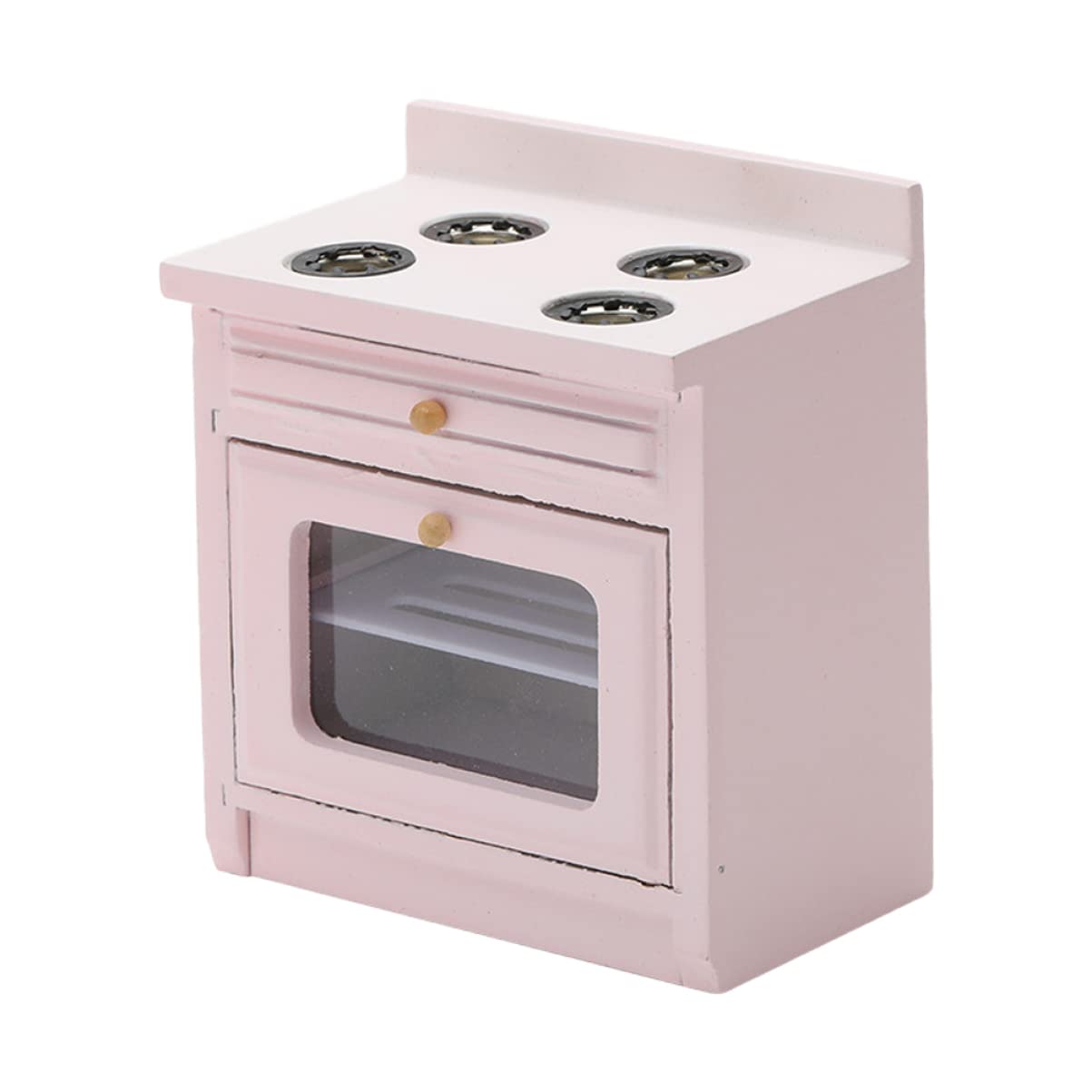 1:12 Scale Miniature Wooden Kitchen Toy - Dollhouse Stove & Cooking Bench Set for Kids, Mini Gas Stove & Furniture Model | Perfect for Dollhouse Accessories, Role Play, and Collectors