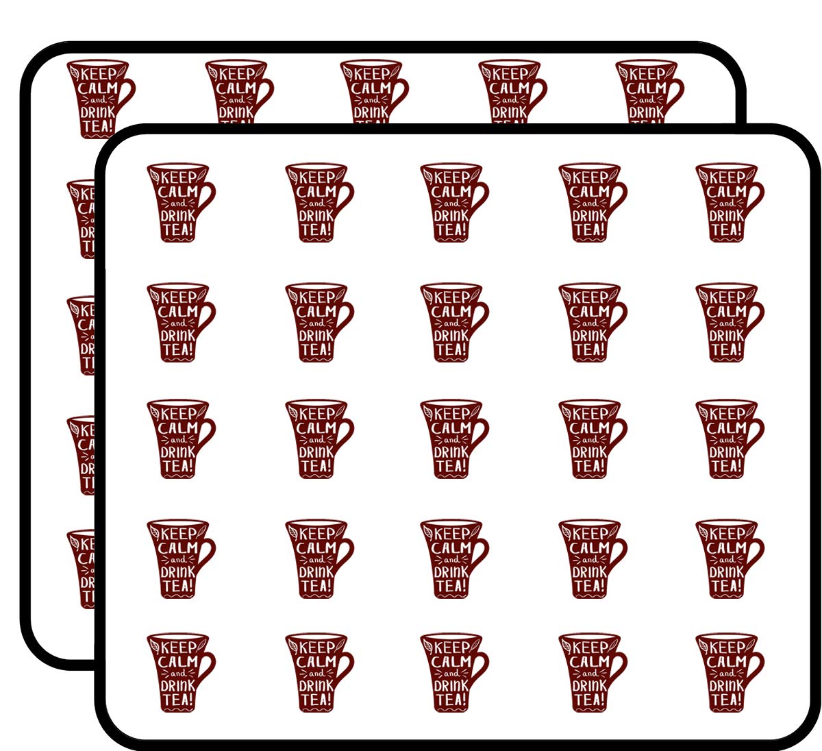 Keep Calm Drink Tea Stickers - 50 Pack for Scrapbooking, DIY Crafts, Bullet Journals, Calendars & Art Projects - Perfect for Home Decor, Gift Wrapping & Planner Decoration