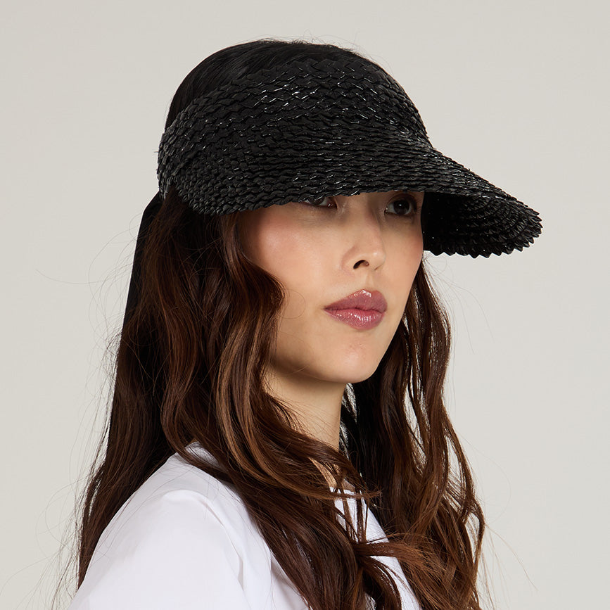 Stylish Ricky Lacquered Straw Sun Visor Hat - Summer Beach Outdoor Sun Protection for Women & Men - Perfect for Vacations, Gardening, and Outdoor Activities