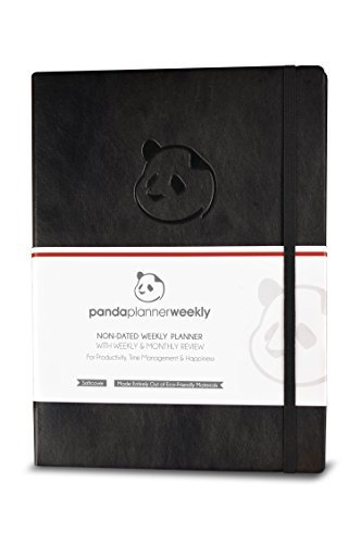 Black Undated Full Year Weekly Planner - 12 Month Productivity Organizer with Classic Sticky Notes by Panda Planner | Perfect for Work, School & Personal Goal Tracking