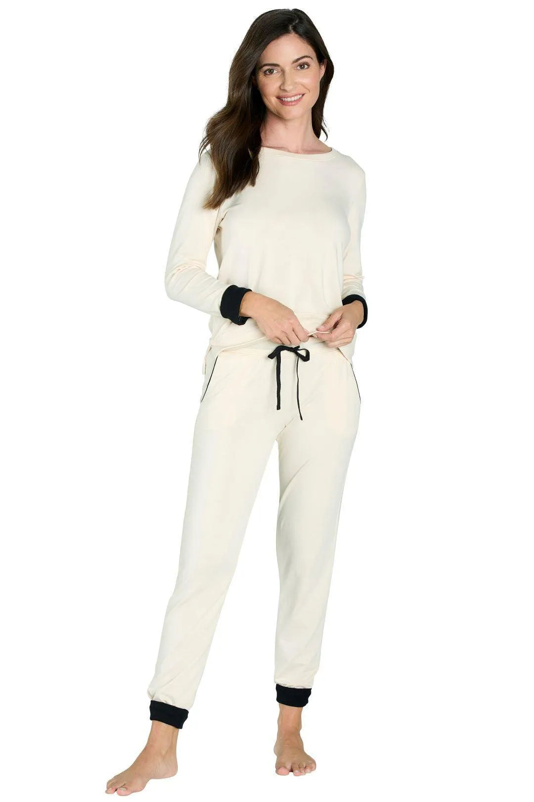 Calypso Relaxed Long Sleeve Loungewear Set - Soft Cotton Pajama Set for Women | Cozy Homewear, Sleepwear & Lounge Outfit for Relaxing Evenings