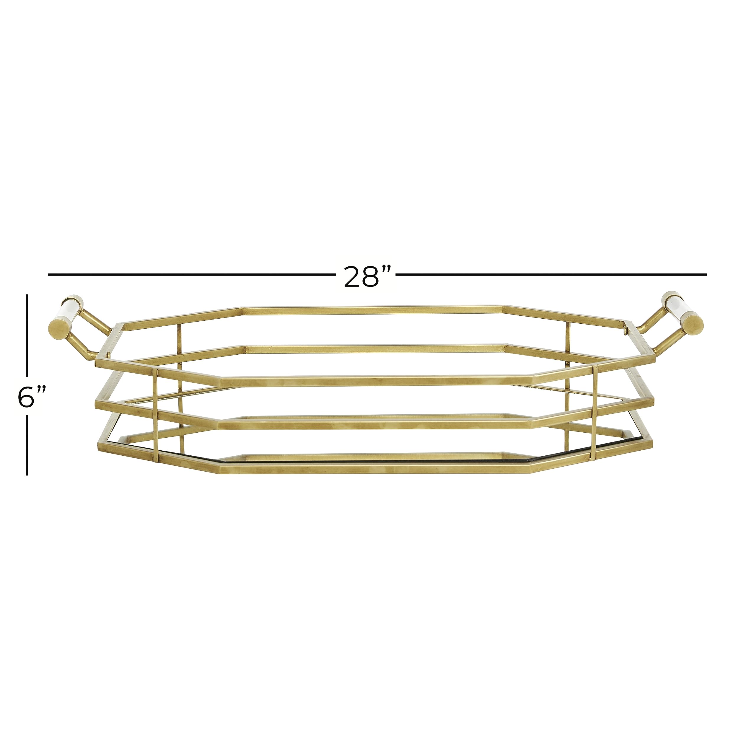 Deco 79 Glamorous Small Gold Metal Tray - Elegant Home Decor for Jewelry, Keys & Vanity Organizer | Perfect for Bathroom, Bedroom & Gift Giving