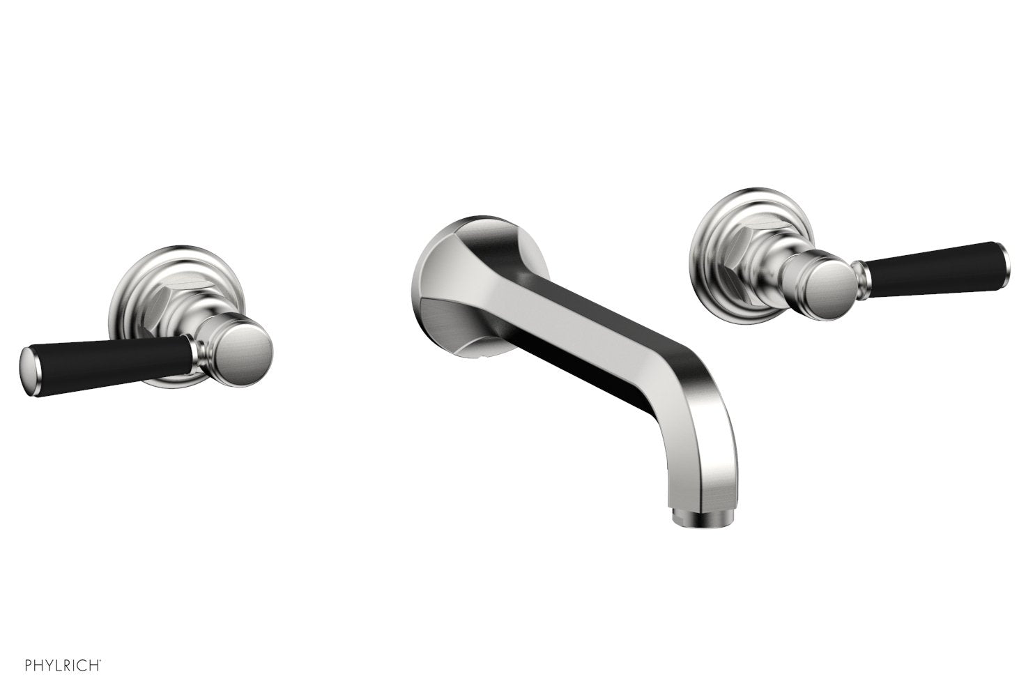 HEX TRADITIONAL Wall Tub Faucet Set with Satin Black Lever Handles - 500 57 Series - Perfect for Bathroom Renovation & Modern Home Decor