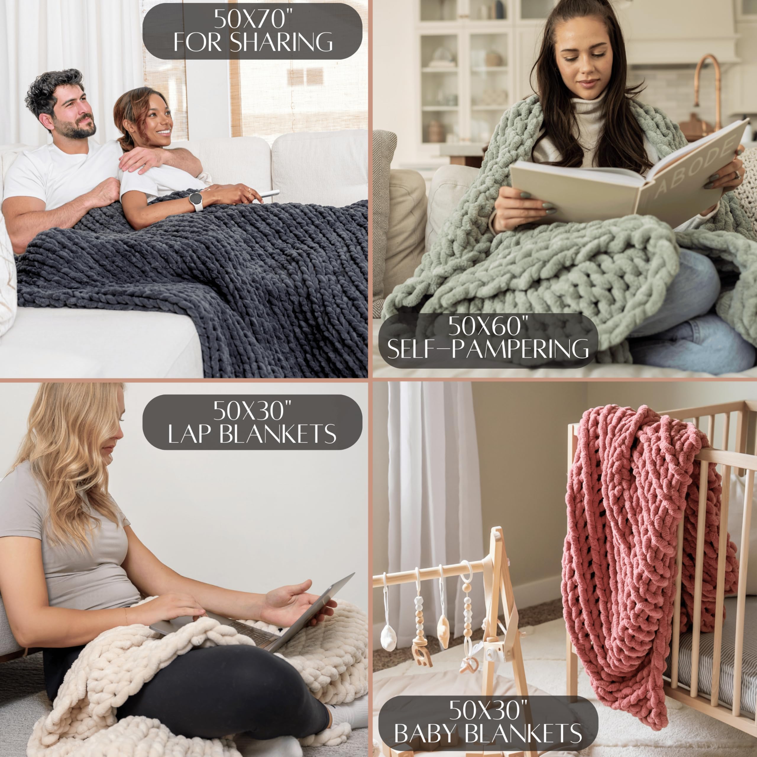 Samiah Luxe Chunky Knit Blanket Throw 50x60