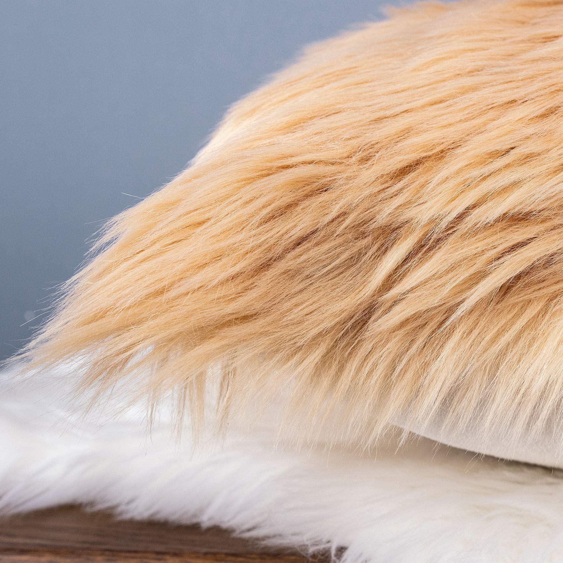 LIGICKY Luxury Soft Faux Fur Square Pillow Cover 18x18 Inches - Plush Decorative Cushion Case for Sofa, Couch & Bed - Khaki Home Decor for Living Room, Bedroom & Dorm