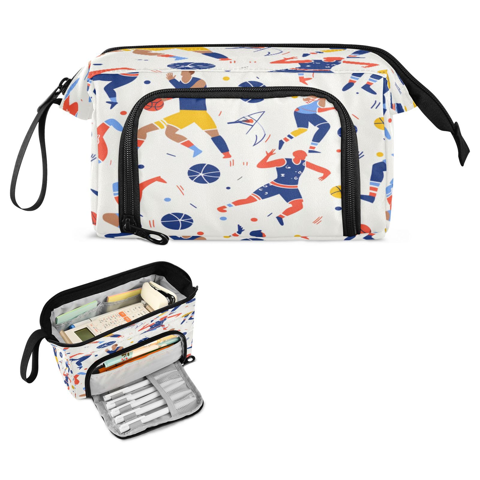 Large Capacity Sport Man Basketball Pencil Case - Durable Pencil Pouch & Stationery Organizer for School, Office, Work, Travel | Perfect for Students, Teachers, Professionals