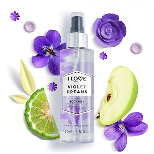 Violet Dreams Scented Body Mist - Long Lasting Fragrance Spray with Natural Bergamot & Rose Extracts (5.1 oz) | Floral Perfume for Women, Daily Use & Special Occasions