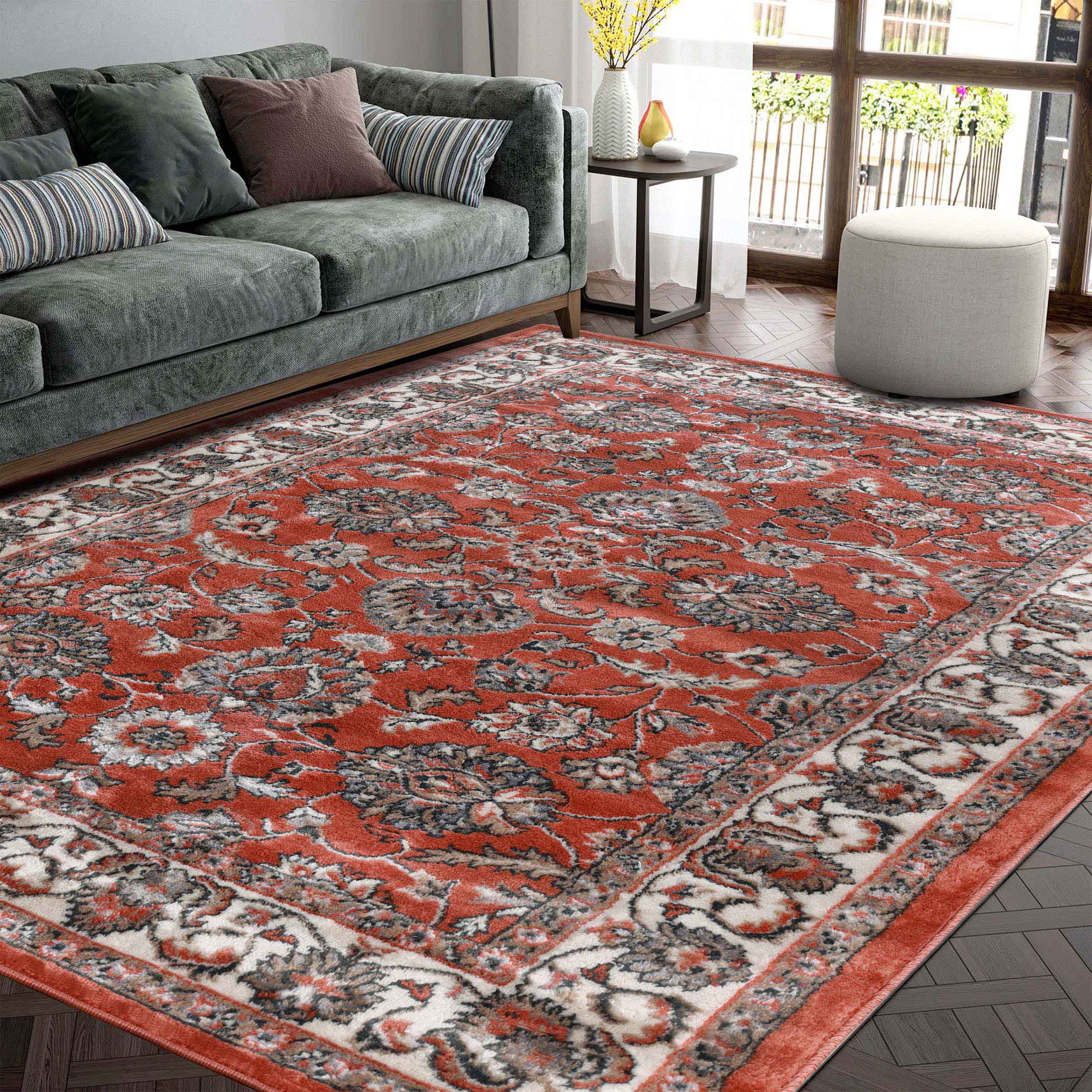 Lille Elegant Floral Indoor Area Rug - Non-Slip Soft Living Room Carpet Runner for Bedroom, Hallway & Entryway Decor