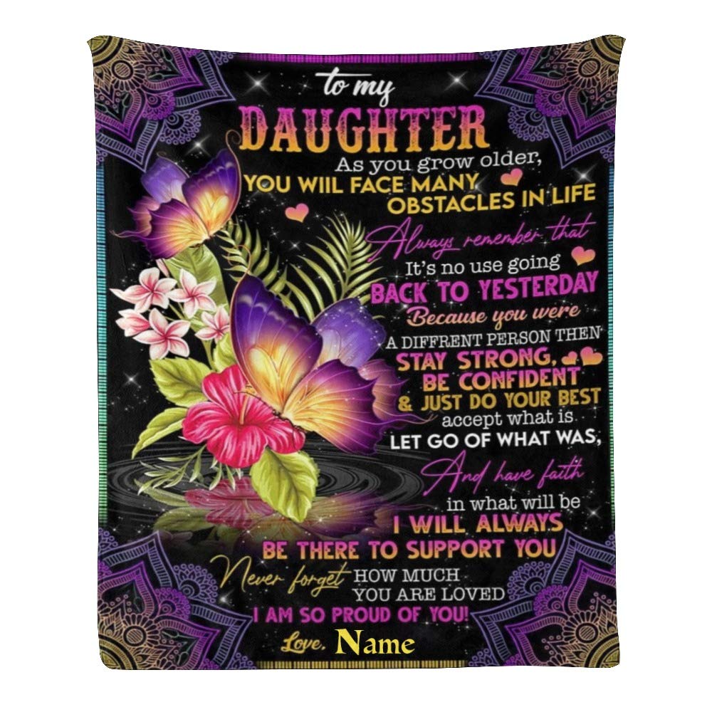 Custom Personalized Fleece Throw Blanket with Name Text - Soft 50x60 Inch Blanket for Daughter, Gifts, Christmas & Birthday Presents - Cozy for Bed, Sofa & Travel