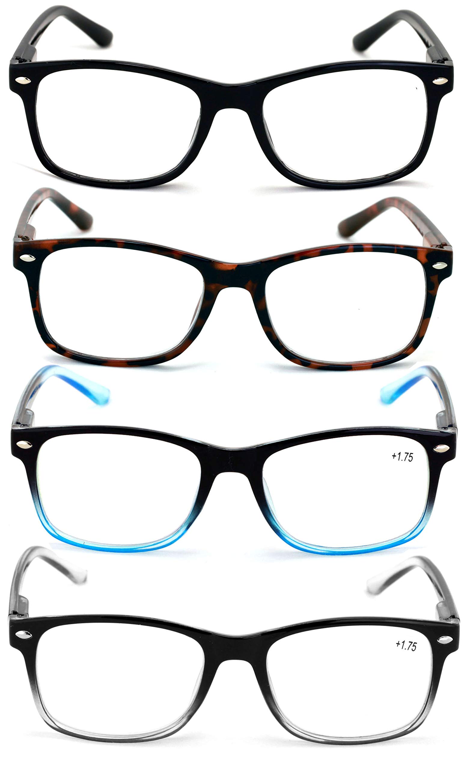 Blue Light Blocking Reading Glasses - 4 Pack Anti UV Computer Glasses for Men & Women - Reduce Eye Strain for Office Work, Gaming & Screen Time