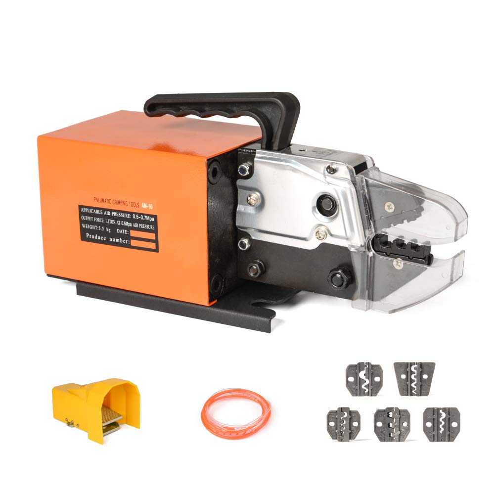 iCrimp AM-10 Pneumatic Crimper Tool for Terminals and Ferrules - 5 Die Sets Included (Up to 16mm²) - Professional Wire Crimping Machine for Electrical and Automotive Applications