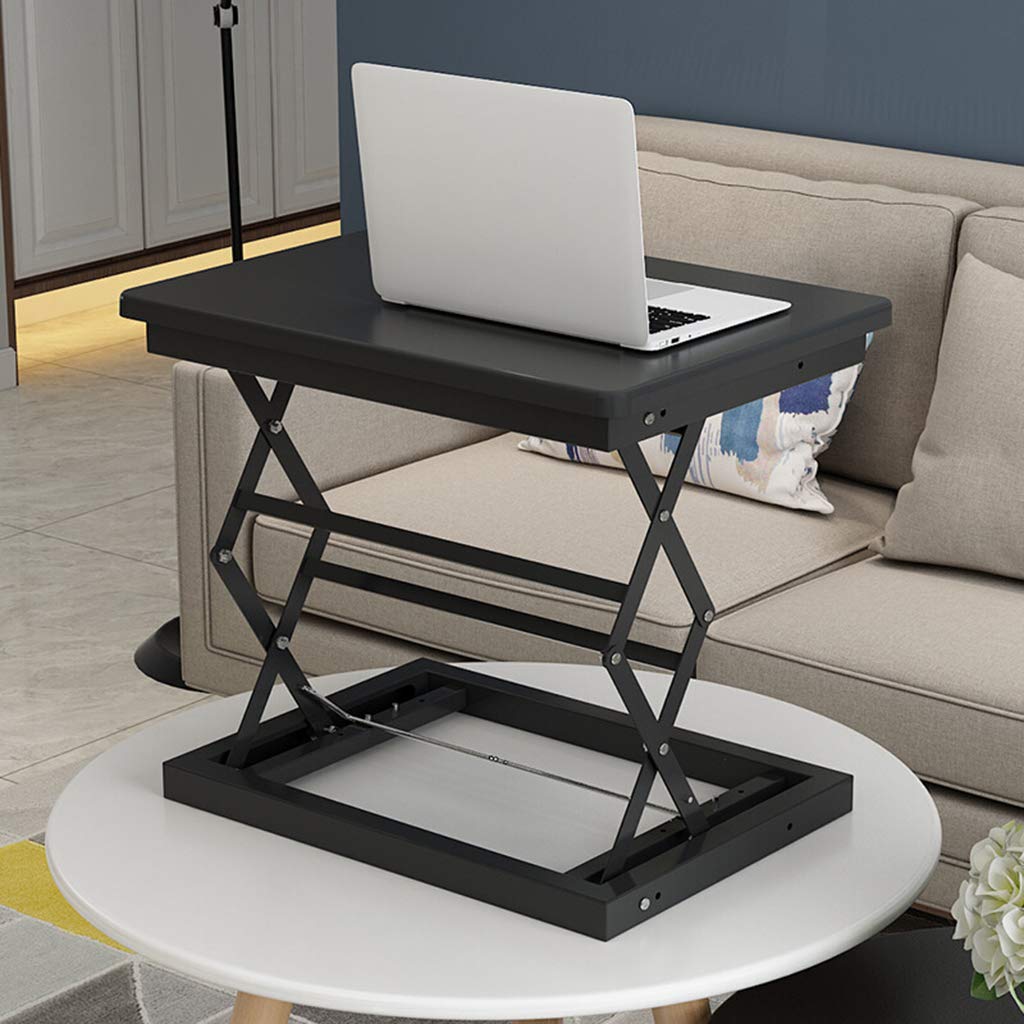 Adjustable Height Folding Desk - Black/White Ergonomic Lifting Desk for Home Office & Study - Multi-Function Workstation with Smooth Gear Adjustment - Perfect for Remote Work, Small Spaces & Student Dorm Rooms