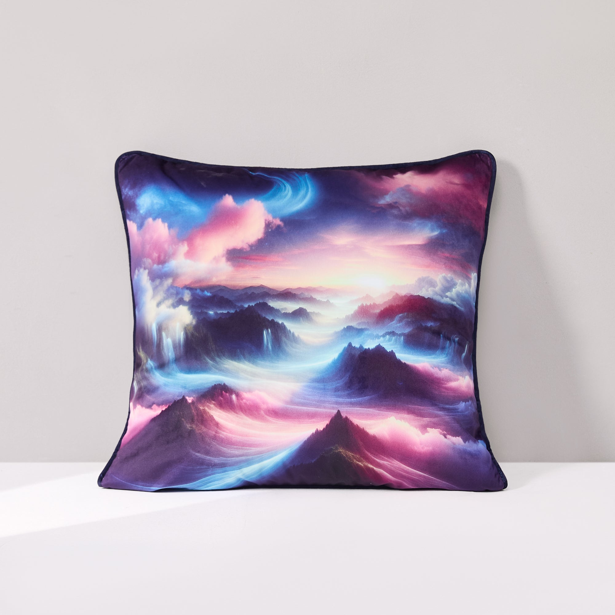 Mesmeric Mountains Decorative Throw Pillow Cover - Nature Inspired Landscape Cushion for Sofa, Bed, Living Room & Home Decor