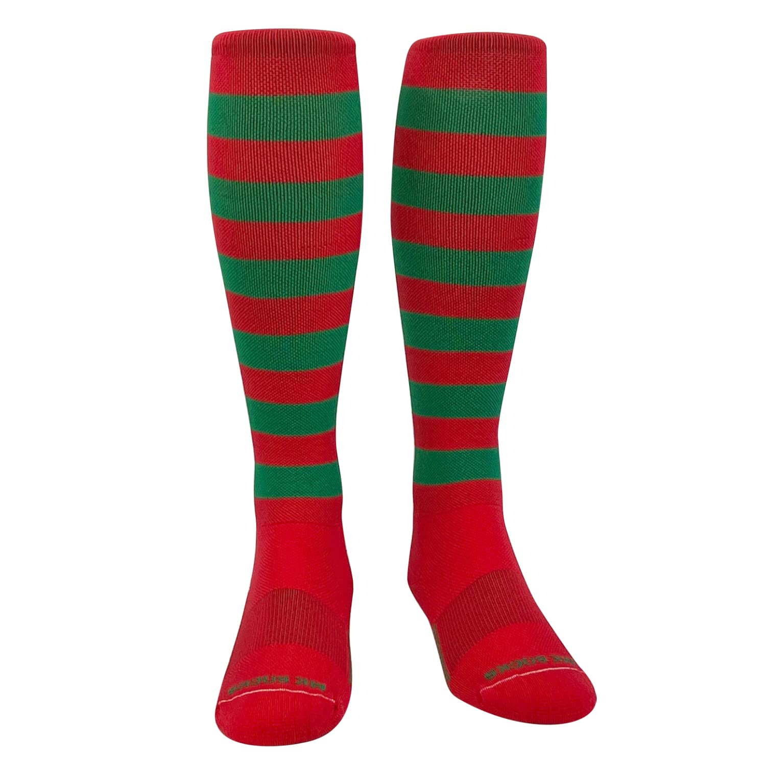 Christmas Baseball & Softball Knee High Socks - Red & Green Candy Cane Stripes for Holiday Games & Festive Outfits