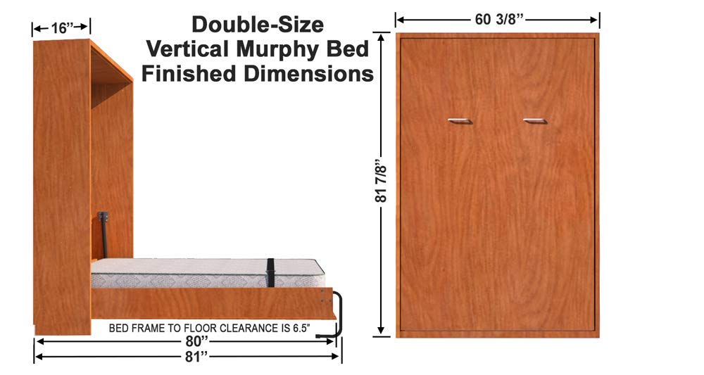 Full Murphy Bed Hardware Kit Vertical - Made in USA - DIY Full Size Wall Bed Kit for Guest Room - Easy to Build Hidden Bed System - Space Saving Vertical Murphy Bed for Small Apartments & Home Offices