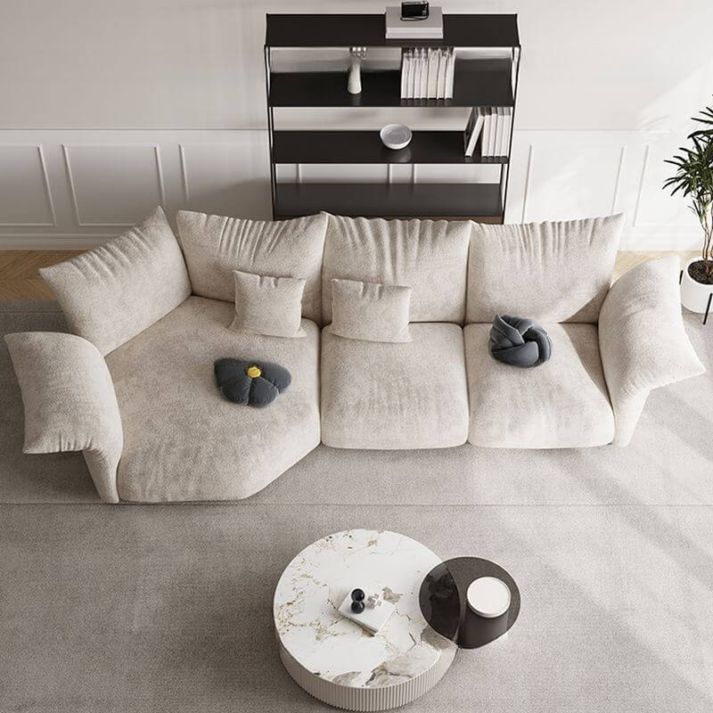 Modern L-Shaped Sectional Sofa with Chaise Lounge - Cream Fabric, Left-Facing Design - Perfect for Living Room, Family Room & Small Spaces