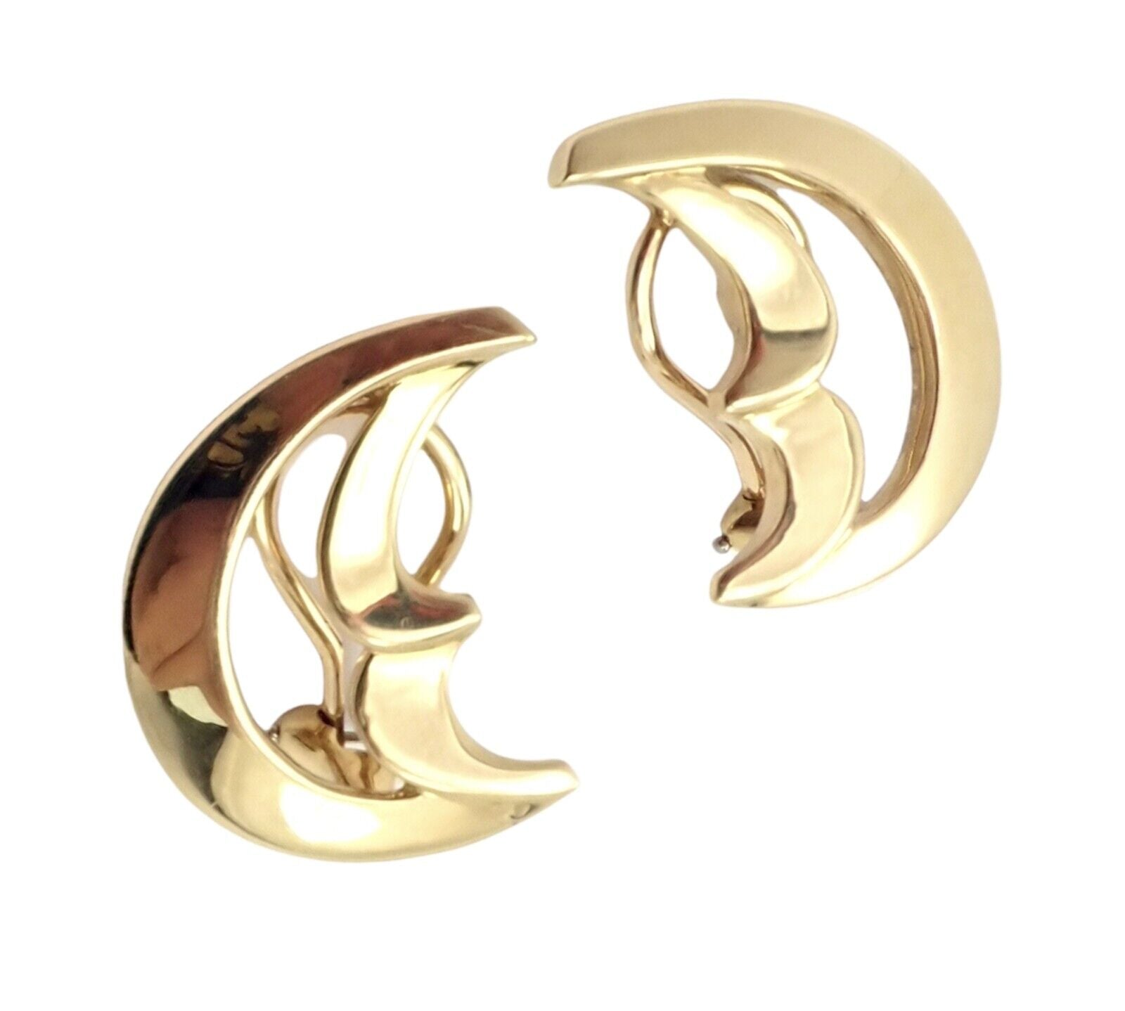 Authentic Tiffany & Co Picasso 18K Yellow Gold Crescent Moon Large Hoop Earrings - Perfect for Weddings, Parties & Special Occasions