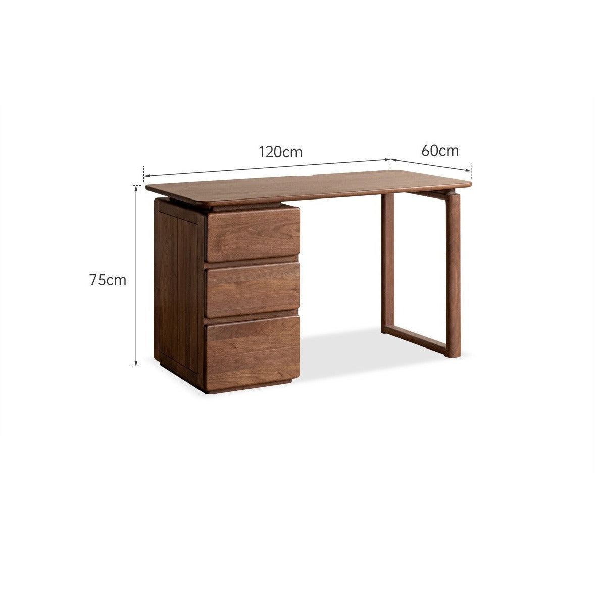 Premium Black Walnut & Ash Solid Wood Desk with 3 Drawers - Modern Home Office Writing Table for Study, Work & Remote Workspace