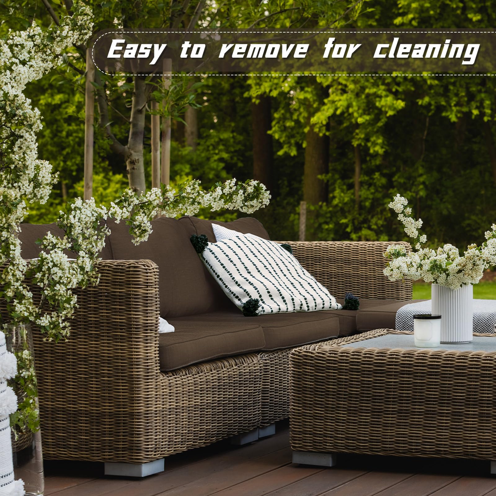 Patelai 11-Piece Outdoor Patio Cushion Slipcovers Set - Waterproof Replacement Covers for Sectional Sofa, Furniture & Couch (3 Sizes, Brown) - Perfect for Backyard, Deck, Poolside & Garden Relaxation