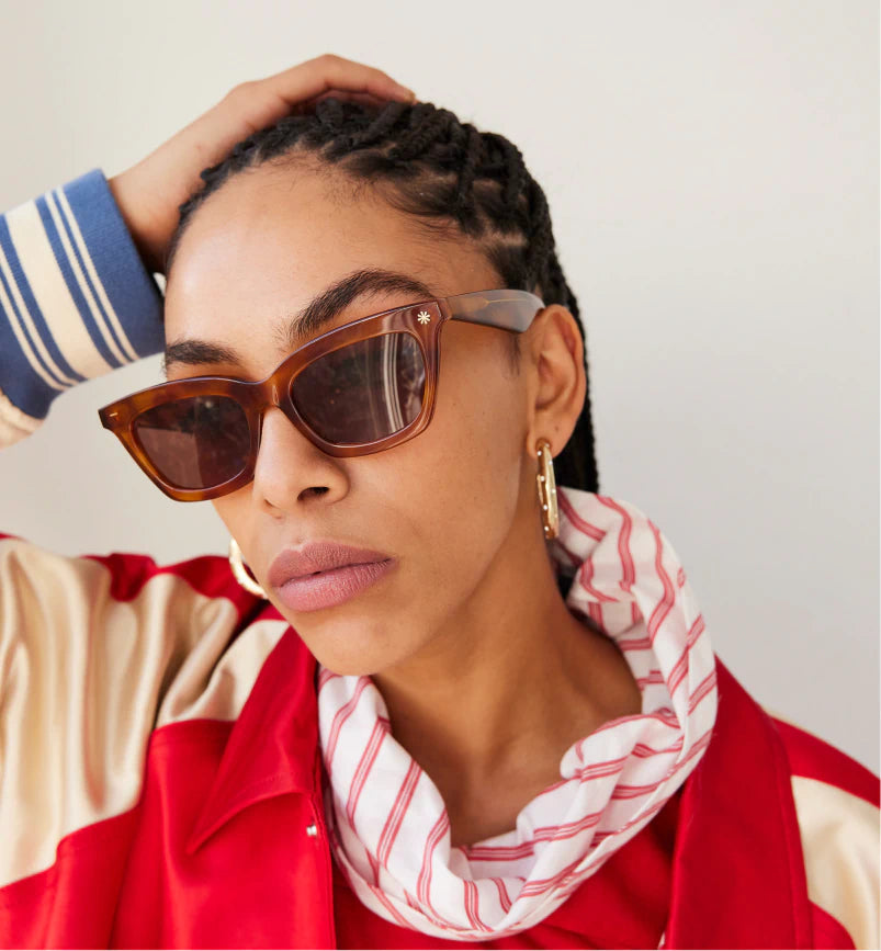 Sunseeker Acetate Sunglasses for Women & Men - Honey Tortoise Shell Frame with Brown UV Protection Lenses - Fashionable & Durable for Outdoor Activities, Beach, Driving & Travel