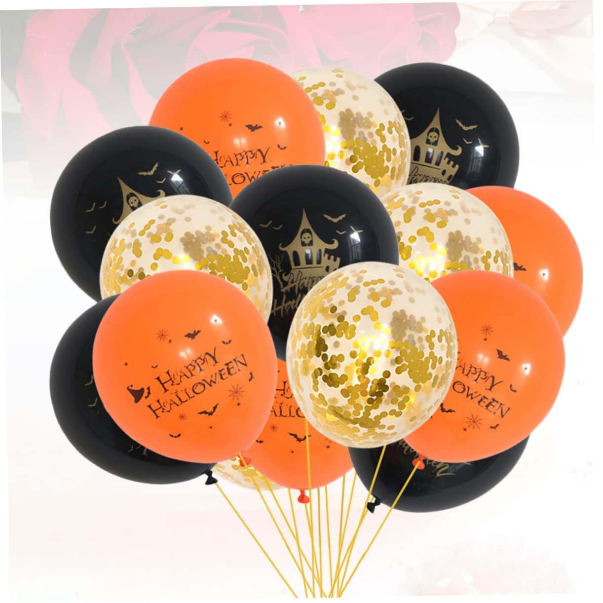Abaodam 15-Piece Halloween Balloon Set - Latex Balloons with Confetti for Party Decorations | Perfect for Halloween Parties, Home Decor & Spooky Celebrations