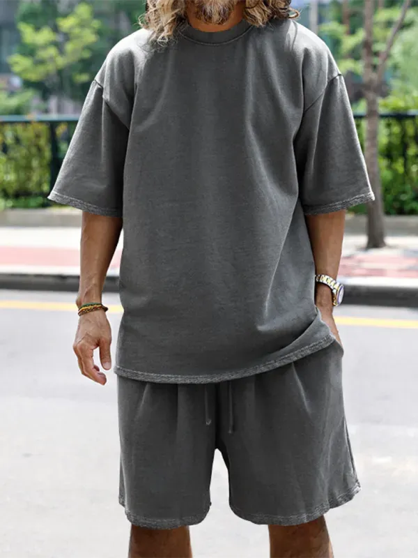 Comfortable Casual Solid Color Shorts Two-Piece Set - Perfect for Summer Outings, Beach Trips, and Lounge Wear