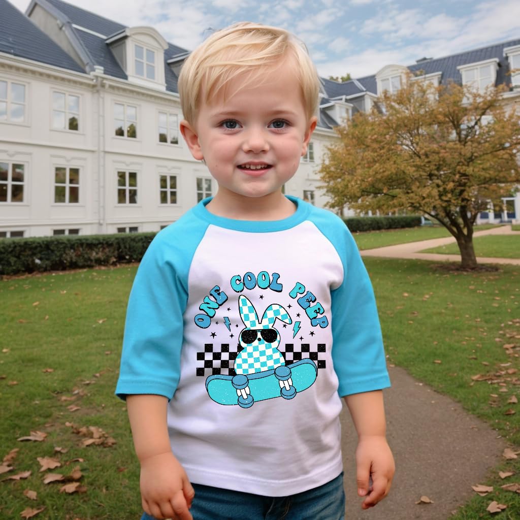 Easter Shirt for Toddlers 3/4 Sleeve Raglan Top - Cute Easter Outfit for Boys & Girls Ages 2-7 - Perfect for Easter Egg Hunts, Church & Family Photos