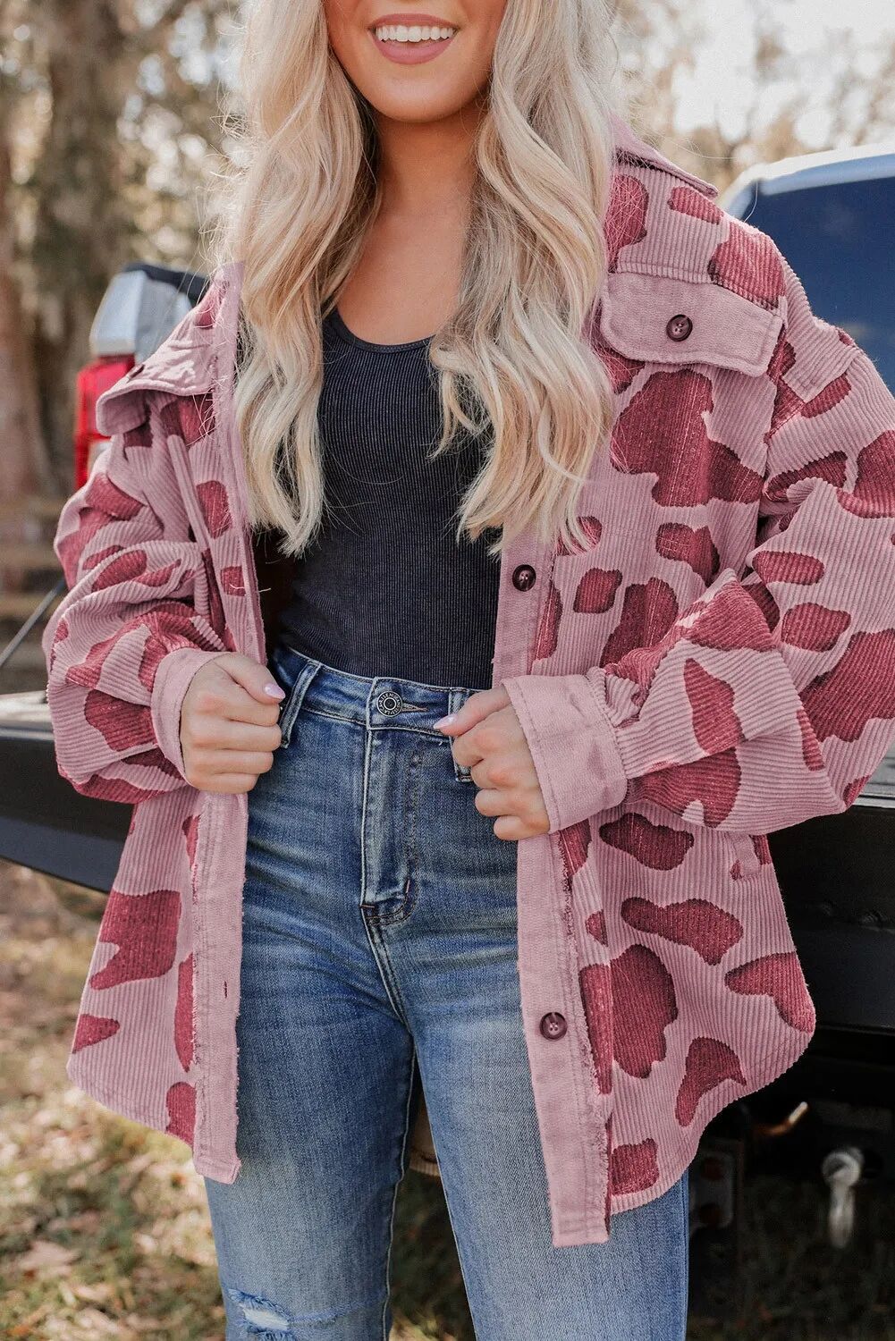Stylish Leopard Print Single-Breasted Corduroy Jacket for Women - Trendy Fall & Winter Fashion Outerwear for Casual Outings and Date Nights