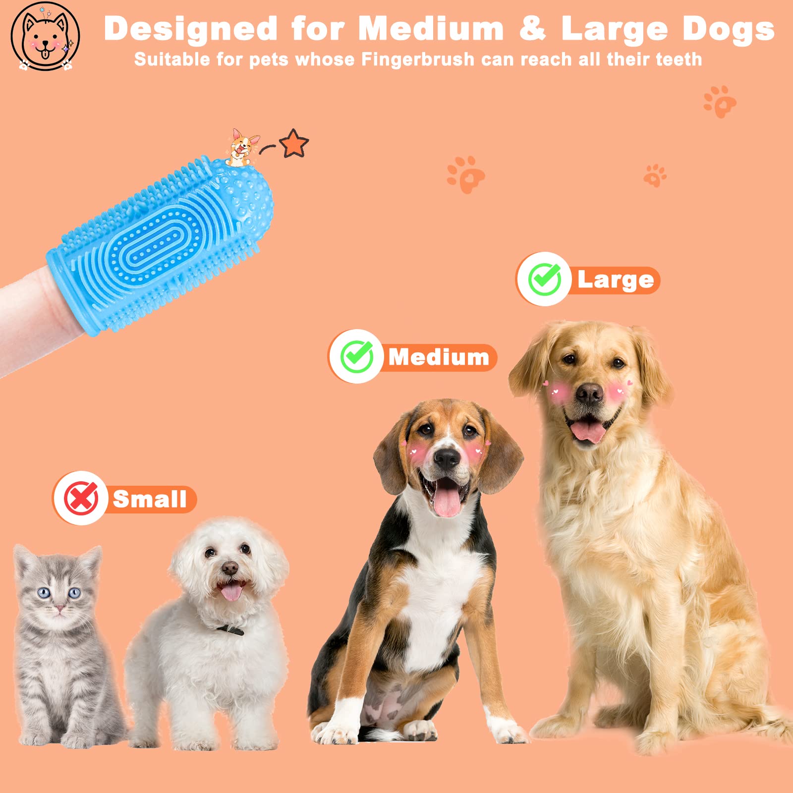 4-Pack Dog Toothbrush Kit with Finger Brush - Puppy Dental Care for Teeth Cleaning & Oral Hygiene - Perfect for Small, Medium & Large Dogs at Home or Travel