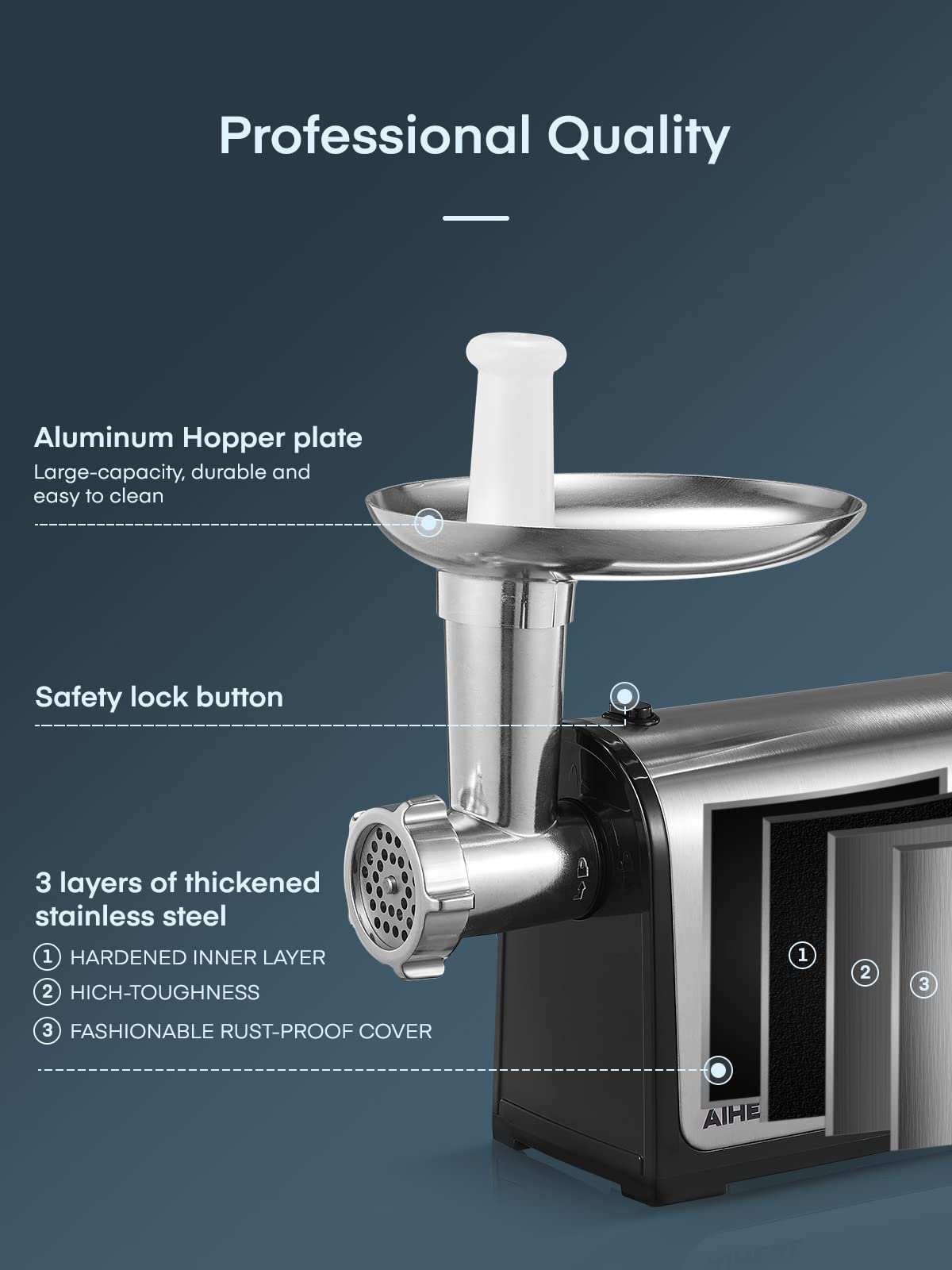 **3200W Heavy Duty Electric Meat Grinder & Sausage Stuffer - 3 Sausage Tubes, 2 Blades, 3 Plates - Stainless Steel Home Kitchen Meat Processor for Ground Beef, Sausages & More**    *(Perfect for Home Chefs, Butchers & BBQ Enthusiasts – Make Fresh Burgers, Sausages & Pet Food Easily!)*