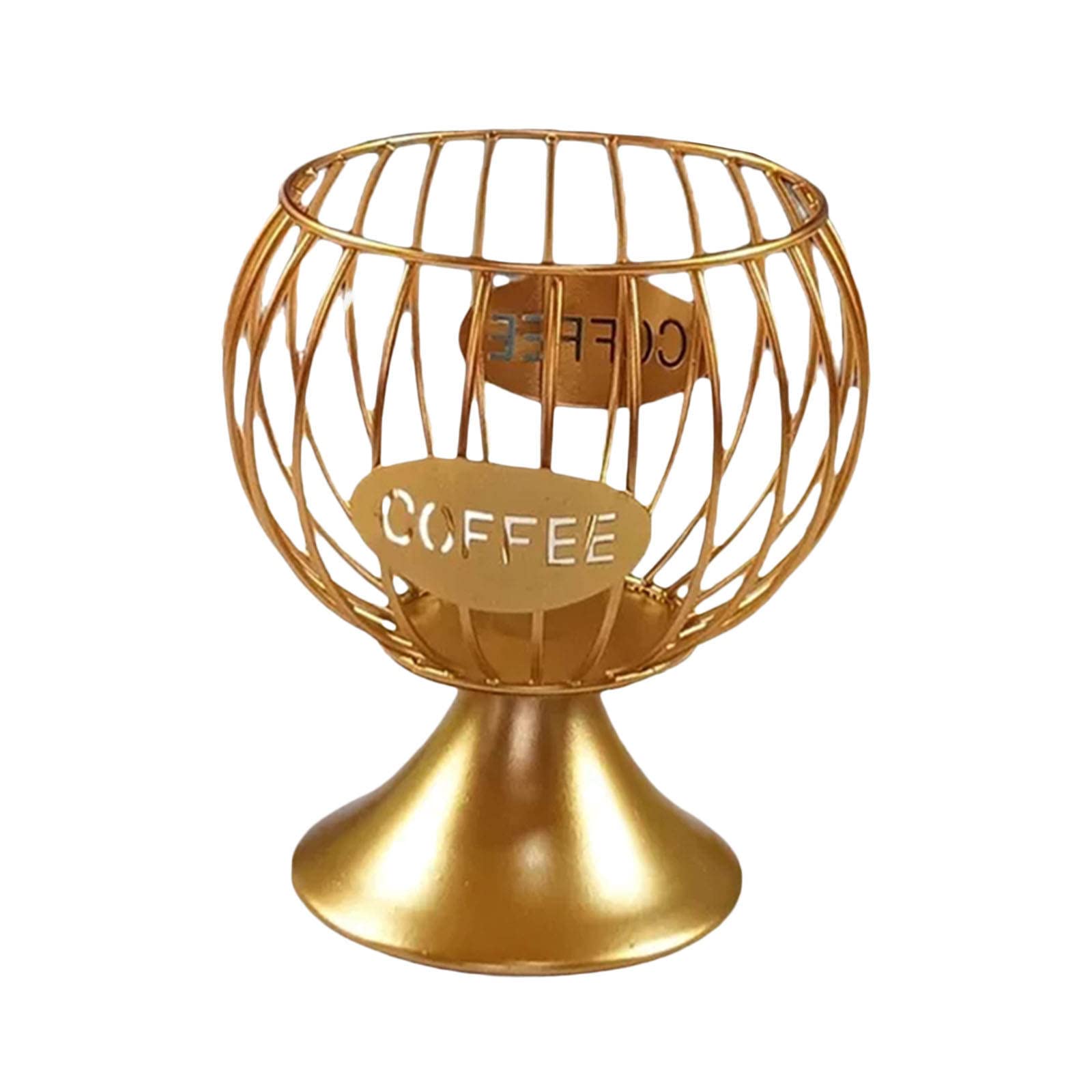 Vintage Iron Wire Coffee Pod Storage Holder - Gold Espresso & Coffee Pod Organizer for Kitchen Countertop - Perfect for Keurig K-Cups & Nespresso Capsules - Stylish Mug & Cup Accessories Decor