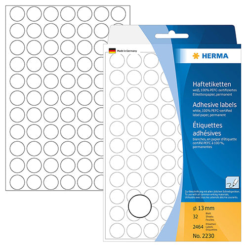 13mm Round Multi-Purpose Labels for Office Use - 2230 Pack - Perfect for File Organization, Mailing & Shipping