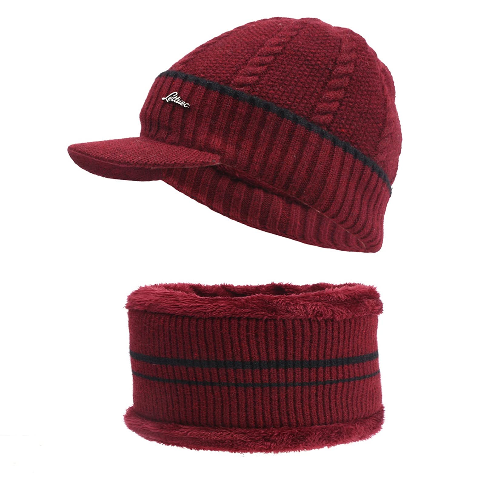 Warm Wool Knit Men's Riding Hat with Velvet Lining - Winter Baseball Cap for Outdoor Sports & Casual Wear