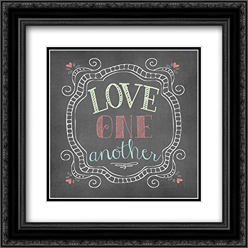 15x15 Black Ornate Framed Double Matted Museum Art Print 'Love One Another' by Jo Moulton - Chalk Style Christian Wall Decor for Home, Church & Office