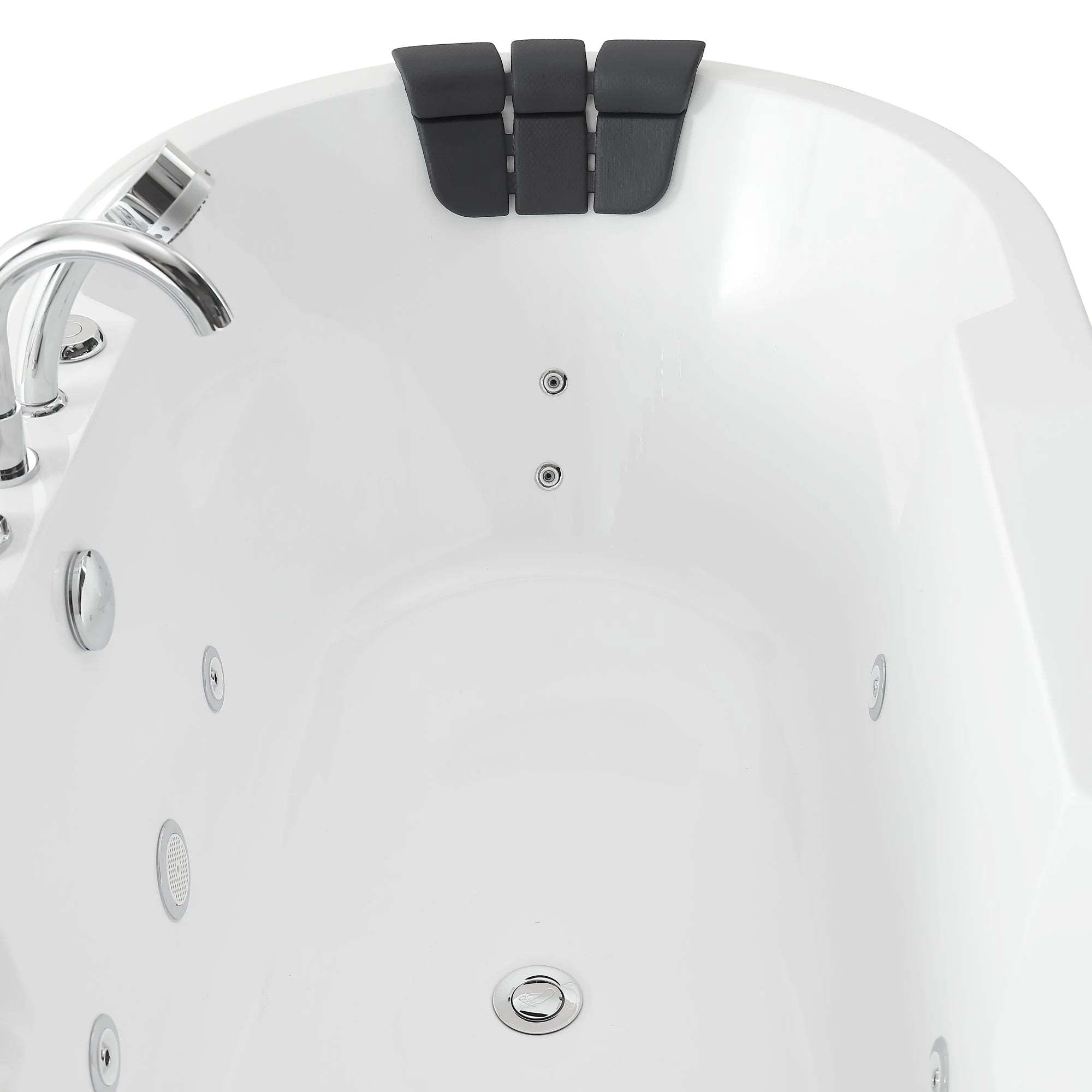 Empava 67-Inch Freestanding Acrylic Whirlpool Bathtub with Center Drain - Oval Soaking Tub for Luxury Bathroom & Spa Relaxation at Home