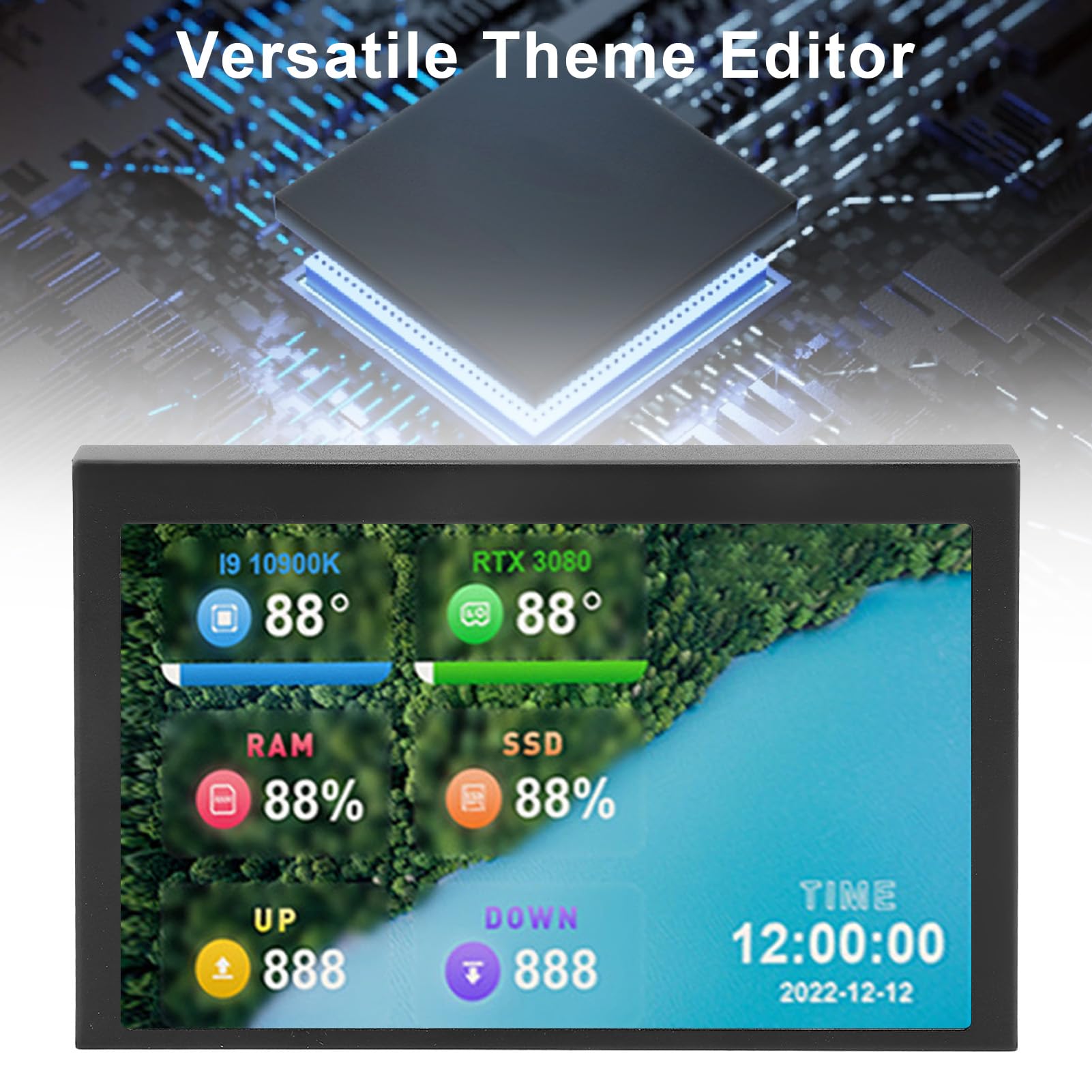 Elprico 5 Inch IPS USB Mini Screen - Computer Temp Monitor & PC CPU Data Display - USB C Secondary Screen for Real-Time Temperature Monitoring - Perfect for Gaming Rigs, Workstations, and PC Builds