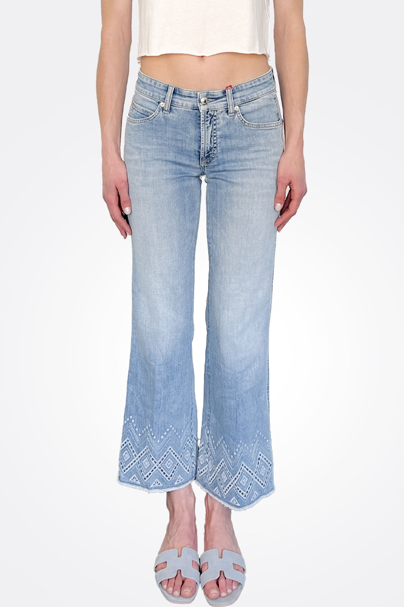 Francesca Design Flared Fit Crop Jean - Light Blue High Waisted Denim Shorts for Women | Perfect for Summer Outfits, Beach Vacations & Casual Wear
