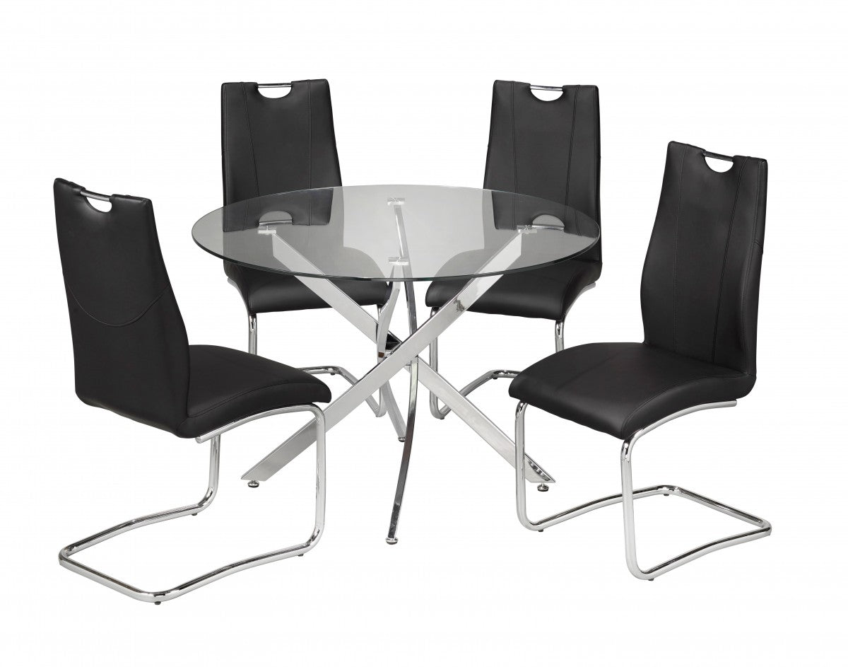 5 Piece Dining Set - Modern Black Kitchen Table & Chairs Set for Small Space, Perfect for Breakfast Nook, Apartment Dining or Outdoor Patio