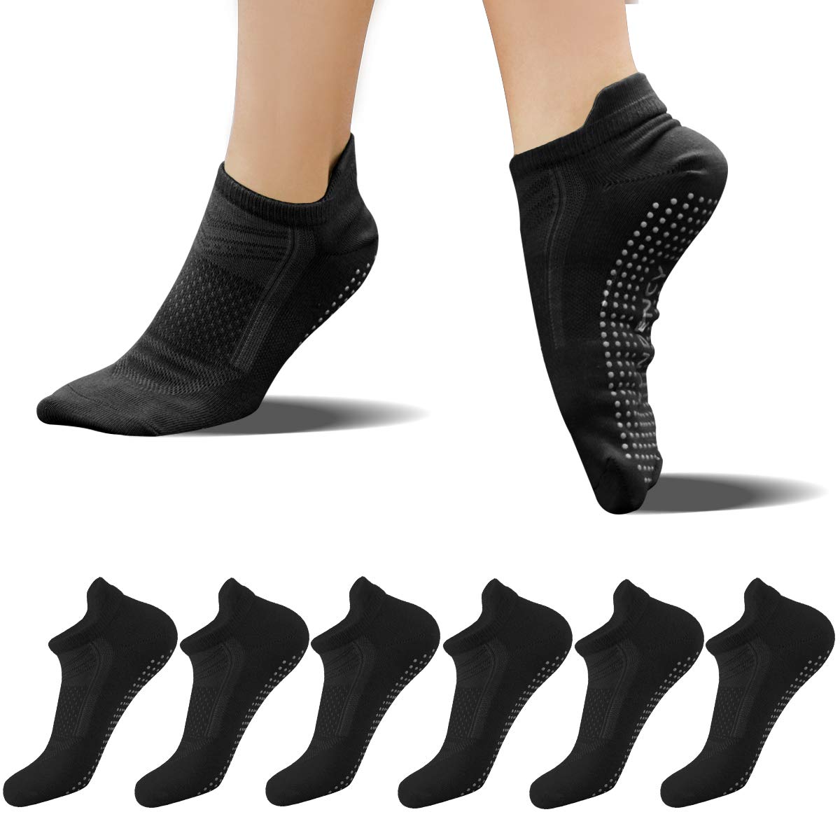Non-Slip Yoga Socks for Women - Anti-Skid Pilates & Bikram Fitness Socks with Grip Dots - Perfect for Hot Yoga, Barre Workouts & Home Exercise