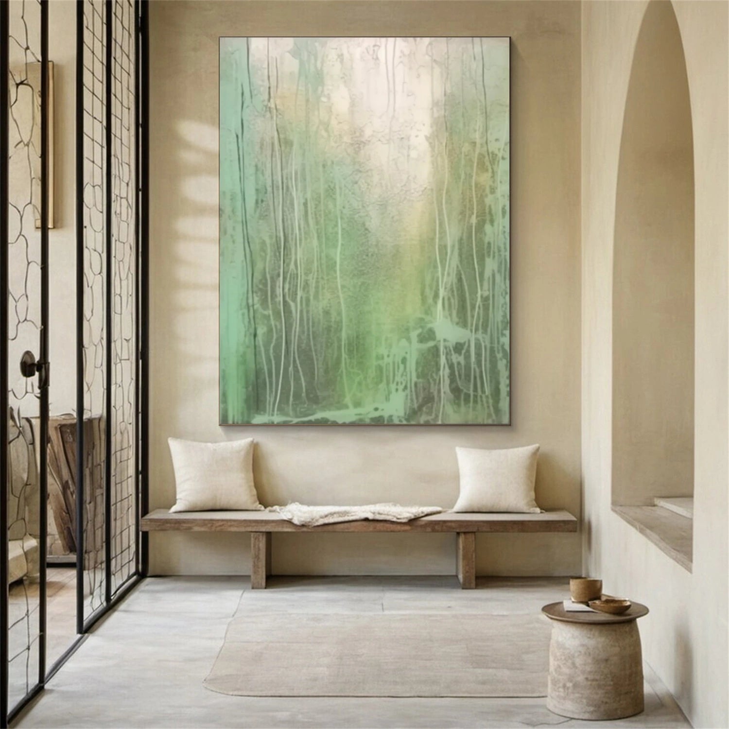 Beige & Green Abstract Wall Art Print #BG121 - Modern Home Decor for Living Room, Bedroom & Office