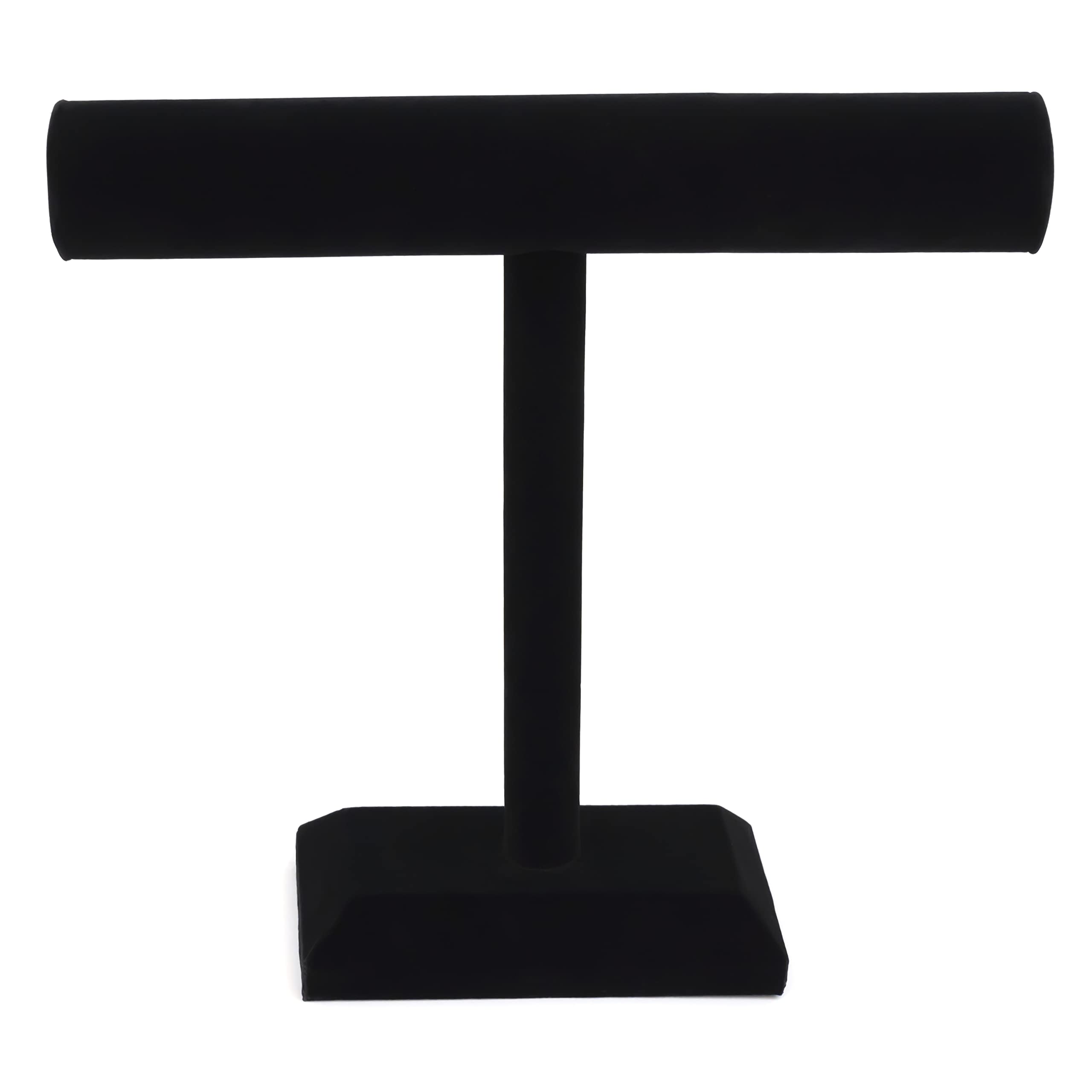 Black Velvet Jewelry Display Stand - Single T-Bar Holder for Bracelets, Necklaces, Watches & Bangles (12