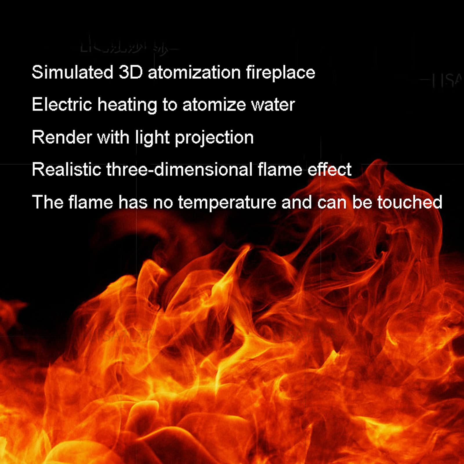 Mini Electric Fireplace - Square Recessed Wall-Mounted Heater with Adjustable Flame & Remote Control, Realistic LED Flame Effect for Home/Office/Bedroom Decoration - Safe & Energy Efficient Indoor Fireplace Solution