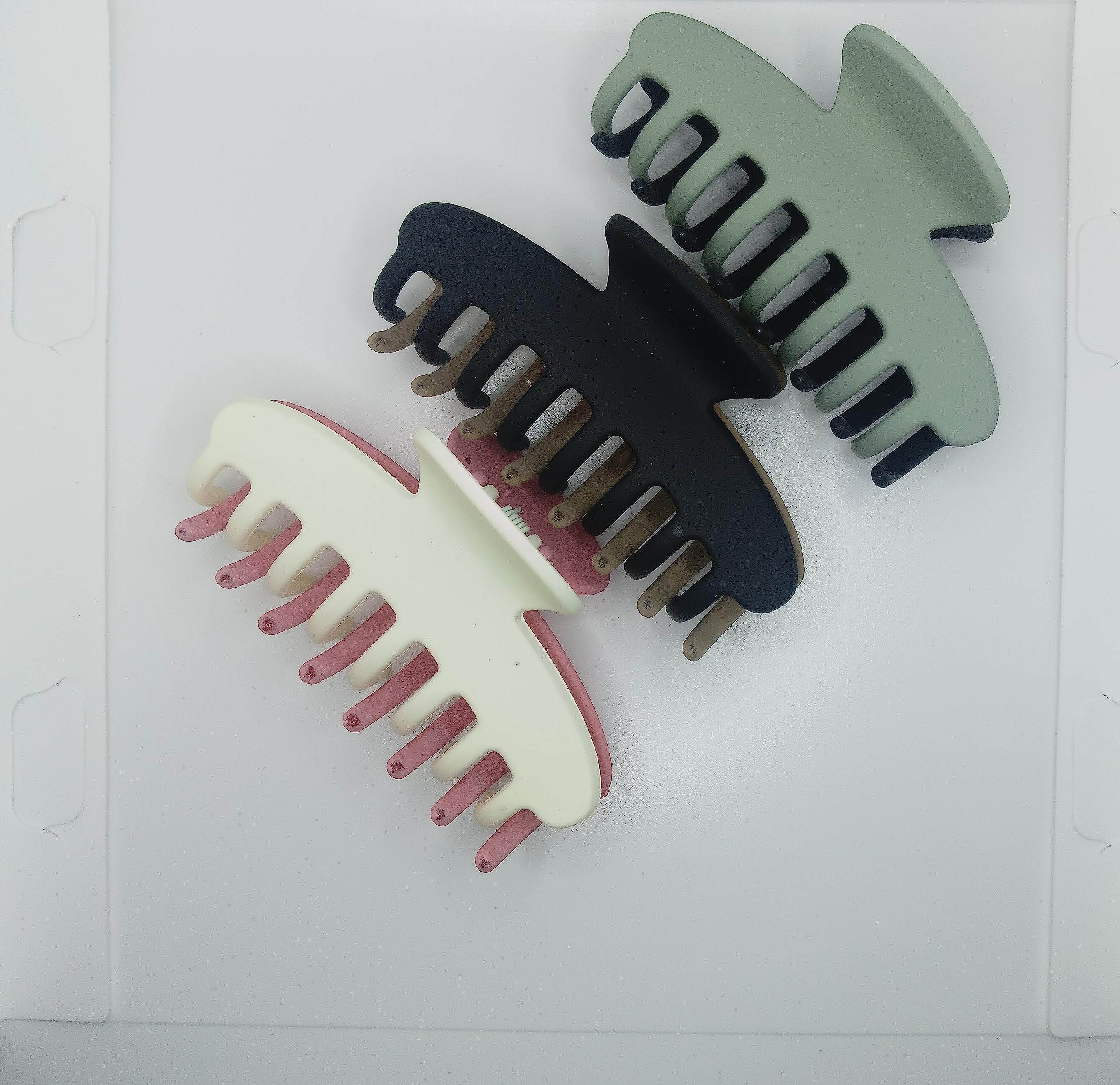 ADHIYAGYA 3-Pack Matte Double Shade Hair Claw Clips for Women - Strong Hold Hair Clips for Thick Hair, Fashion Hair Accessories for Girls (Multicolor) - Perfect for Work, School, Parties and Everyday Styling