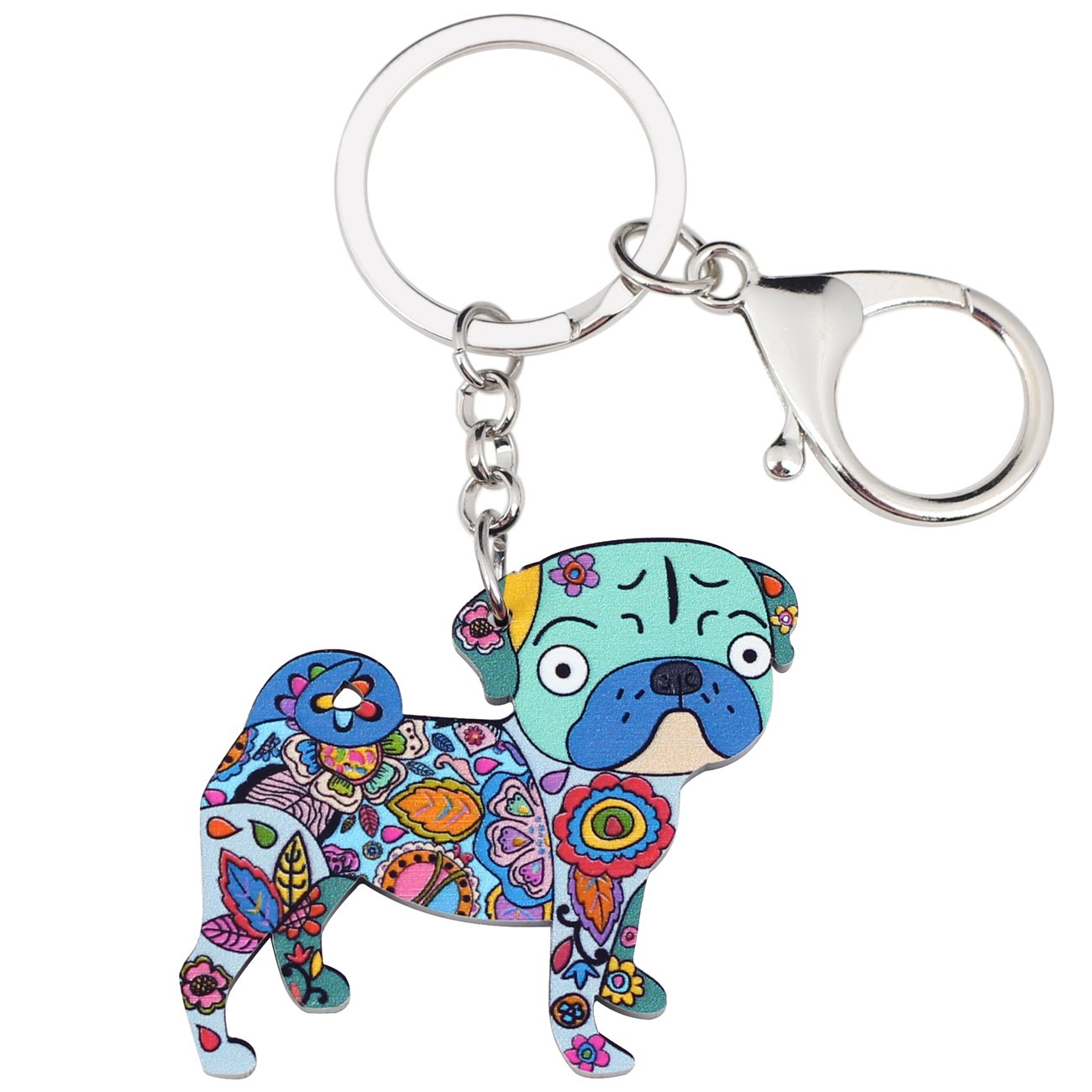 Cute Acrylic Cartoon Pug Dog Keychain - Durable Key Ring for Women, Teens & Kids - Perfect Gift for Car, Purse & Handbag Accessories - Fun Jewelry Charm for Everyday Use