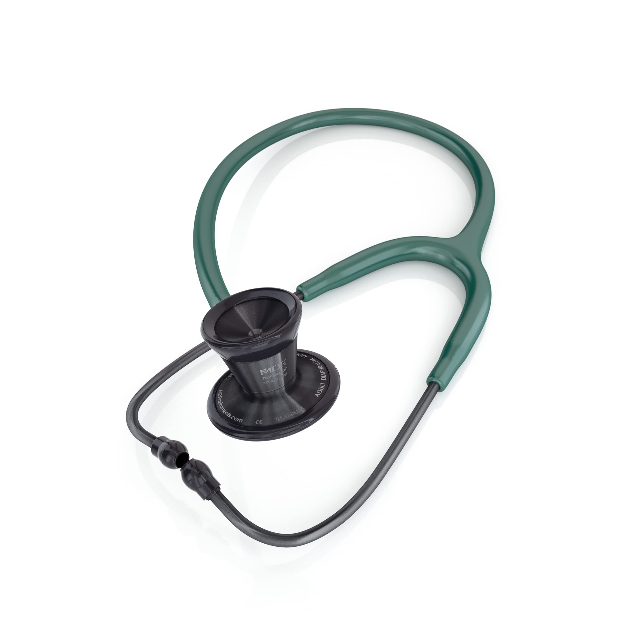 MDF ProCardial Cardiology Stethoscope - Lightweight Titanium Dual Head Stethoscope for Adults with Emerald Green Tube & Black Chestpiece (MDF797TBO21) | Ideal for Medical Professionals, Nurses, and Students in Clinical Settings