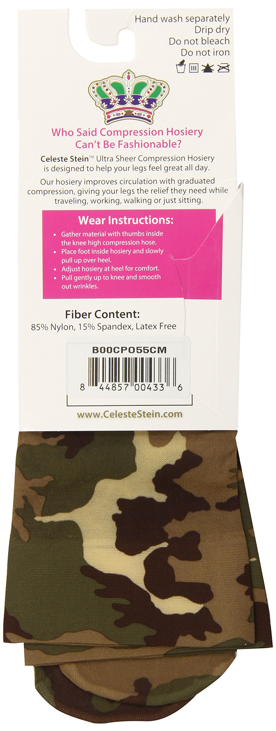 Celeste Stein Therapeutic Compression Socks 15-20 mmHg for Women & Men - 1 Pair Camouflage Design - Improve Circulation & Reduce Swelling - Perfect for Travel, Nursing & Running