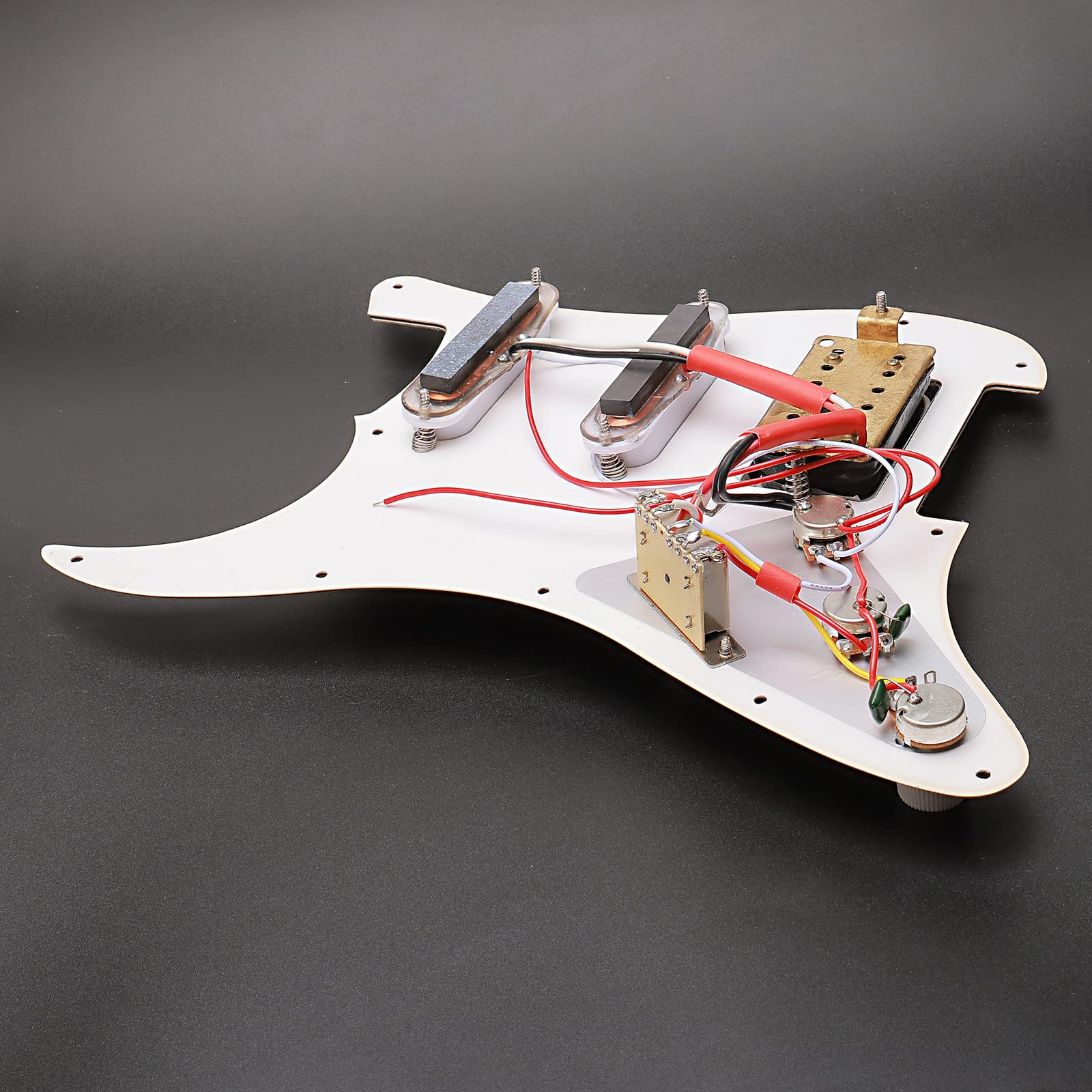 11 Hole Prewired HSH Pickguard Plate with Pickups - 4 Ply Yellow Pearl - Includes Guitar Strings & Installation Tool - Perfect for Electric Guitar Upgrades & DIY Repairs