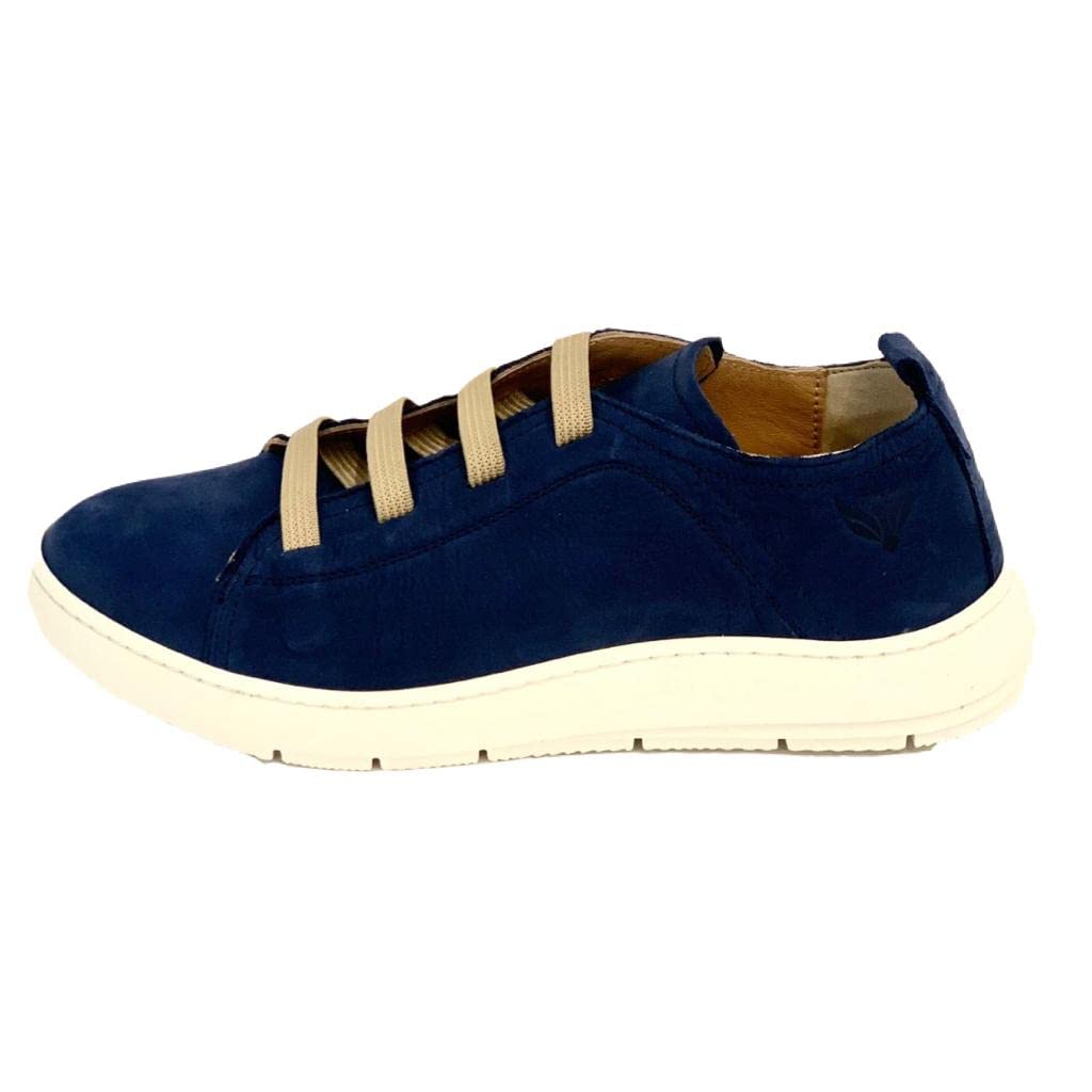 Premium Blue Leather Sneakers with Elastic Laces - Comfortable & Stylish Casual Shoes for Men & Women | Perfect for Walking, Running & Everyday Wear