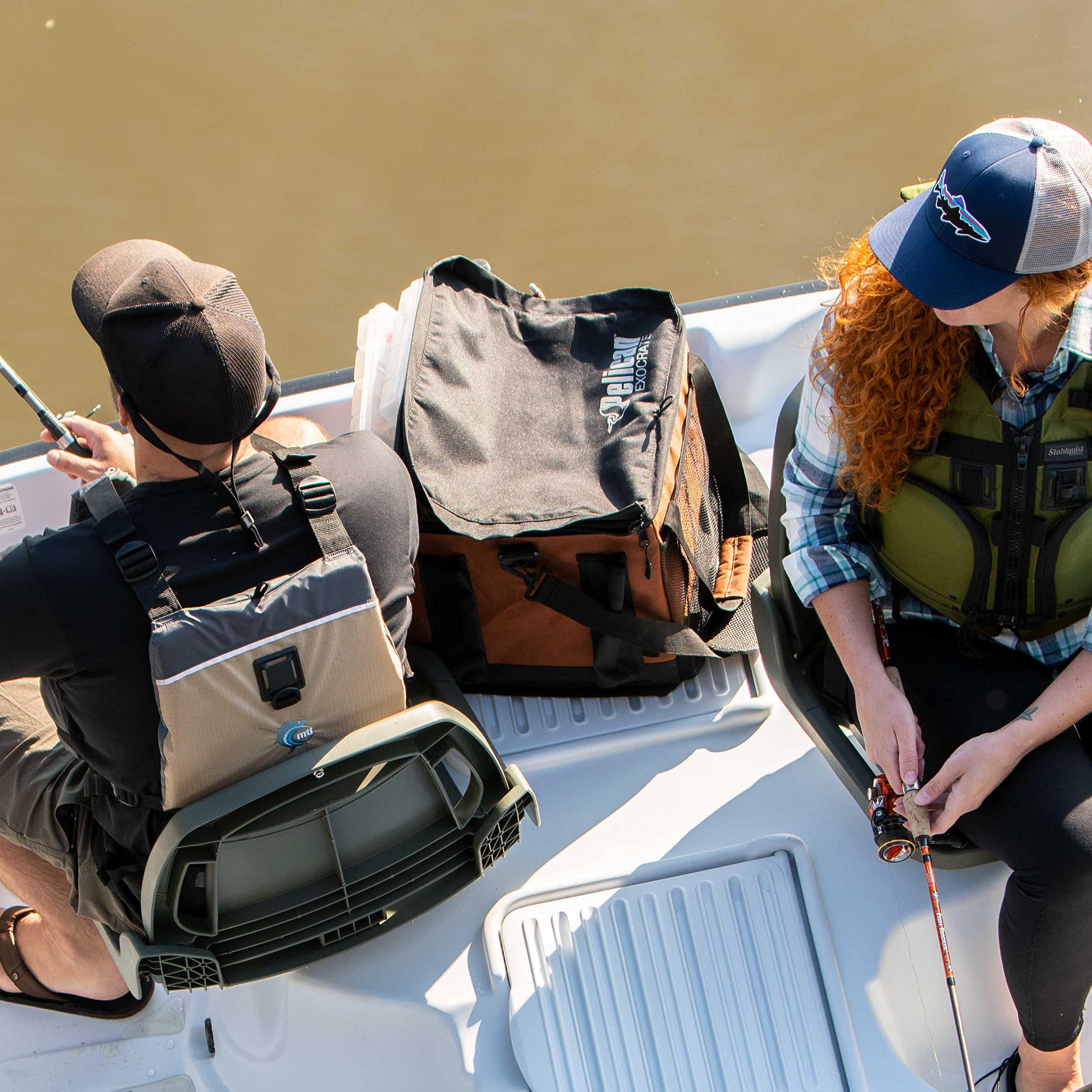 Pelican Exocrate Fishing Bag - Large Waterproof Saltwater Resistant Tackle Storage Bag for Kayak, Boat & Shore Fishing - Durable Gear Organizer for Lures, Hooks & Fishing Accessories